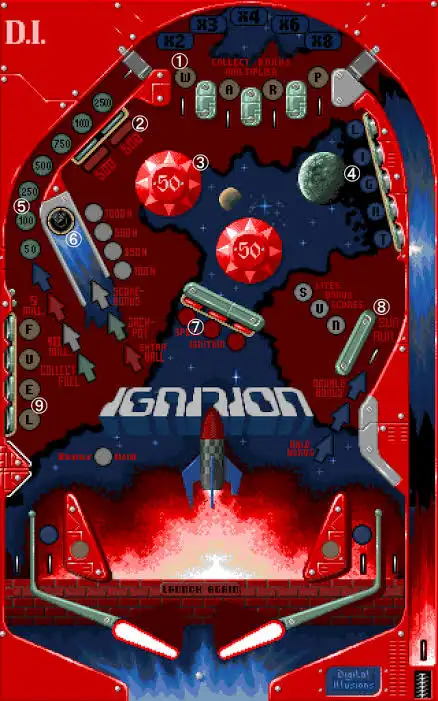 The Ignition table from Pinball Dreams